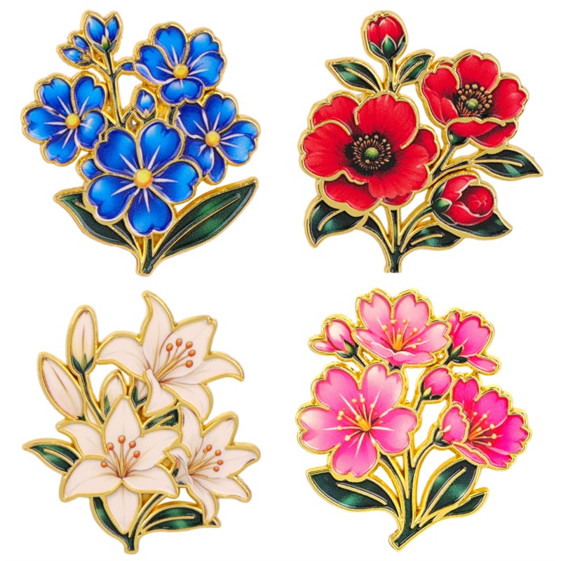 Niedliche Vintage Bunte Blumen – Enamel Pin Set Bewertung und Preis